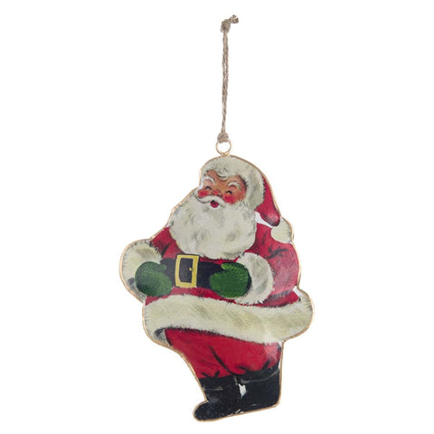 BLANC MARICLO' Décoration de Noël pour sapin métal Père Noël 11x1x16 cm