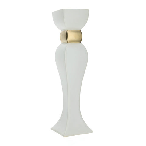 HERVIT Candelabra Candle holder in white stoneware and gold matt effect h 39 cm