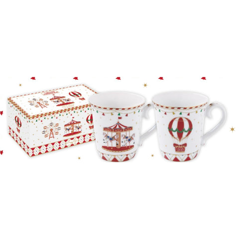 EASY LIFE Set de deux tasses de Noël "Fine China" en porcelaine avec coffret cadeau 275ml