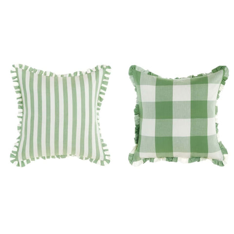 BLANC MARICLO' Checked furnishing cushion LA GALANTERIA 2 variants green 45x45 cm