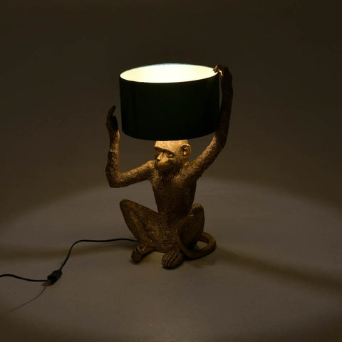 INART Lampe de table moderne avec singe vert et or 220V - 240V 35x30x57cm