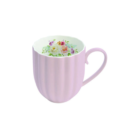 EASY LIFE Tazza grande mug porcellana rosa con fiori 300 ml ROYP1280
