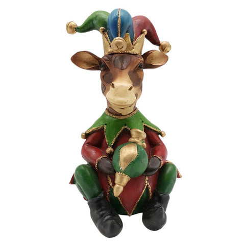 Clayre &amp; Eef Christmas decoration donkey clown with polyresin ball 11x11x18 cm