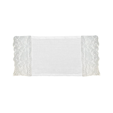 PURE ART Rectangular placemat with white linen petal embroidery 40x50 cm