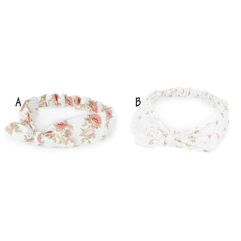 CLOUDS OF FABRIC Headband ANNETTE pink cotton hair band with flowers