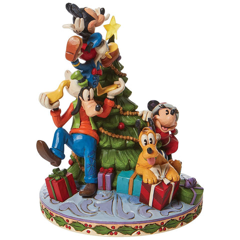 Figurine Enesco Disney Family illuminée avec arbre et cadeaux en résine Jim Shore