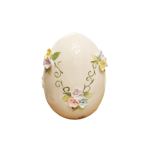 SBORDONE Uovo con fiorellini decorazione pasquale in porcellana artigianale h10cm