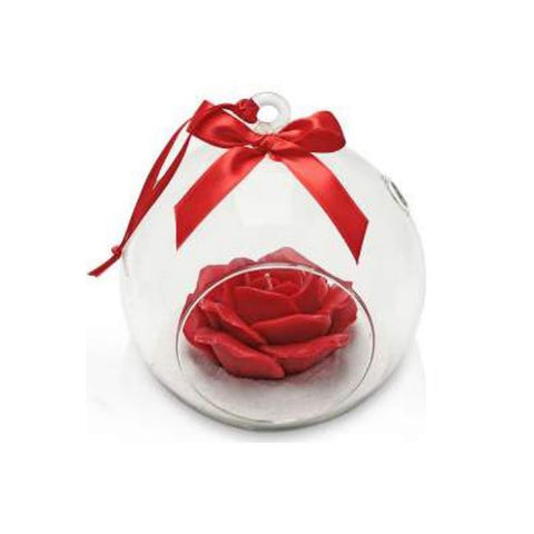 CERERIA PARMA Sphere to hang with red rose candle Ø10 H11,5 cm