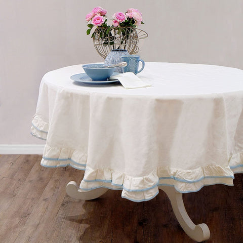 ATELIER17 Round tablecloth table cover with flounces cotton 2 color variants Ø160cm