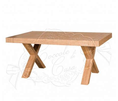 COCCOLE DI CASA Rectangular extendable table in honey-colored antiqued oak made in Italy, Shabby Chic