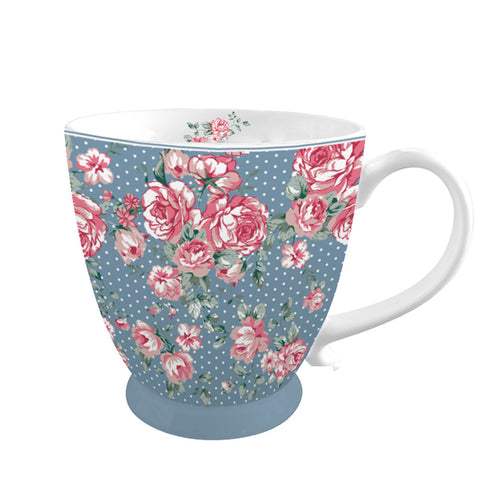 ISABELLE ROSE Mug JULIA porcelain breakfast cup with pink flowers 430 ml