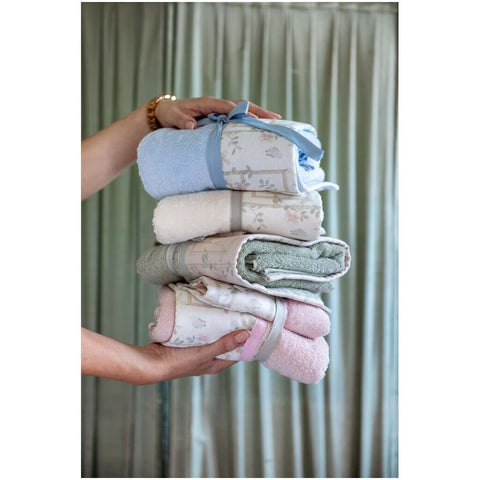Blanc Mariclò Pair of "Floral Twist" sponge towels, 4 variants