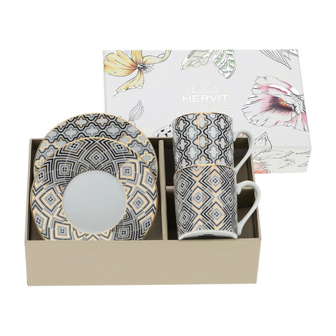 HERVIT HERVIT Box 2 cups and saucers MARRAKECH gold 28092