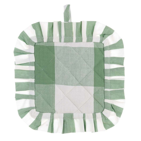 BLANC MARICLO' LA GALANTERIA green and white checked oven pot holder 16x16 cm