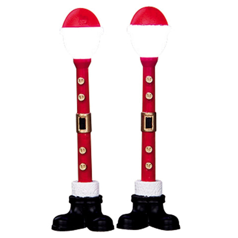LEMAX Set 2 Santa Claus lampposts for Christmas village with polyresin light
