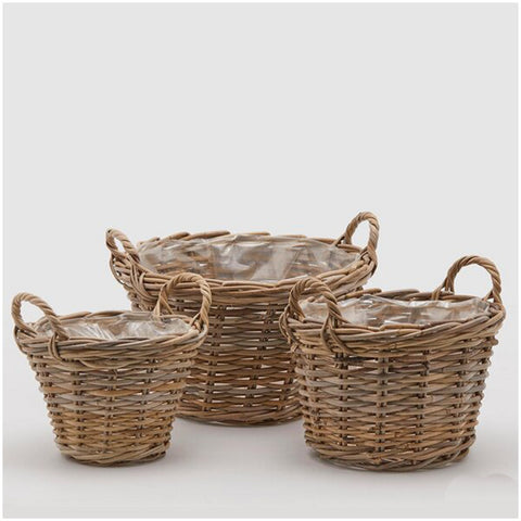 Edg - Enzo De Gasperi Round flared rattan basket 3 variants (1pc)