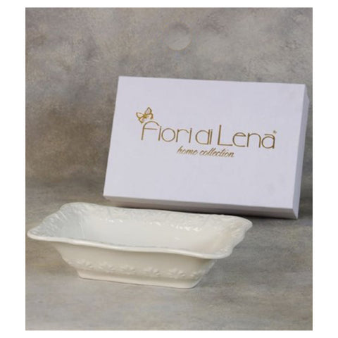 Lena's Flowers Ceramic bread basket made in Italy 31x21xH8 cm