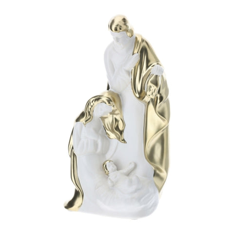 Hervit Holy Family in white and gold stoneware with gift box 26 cm