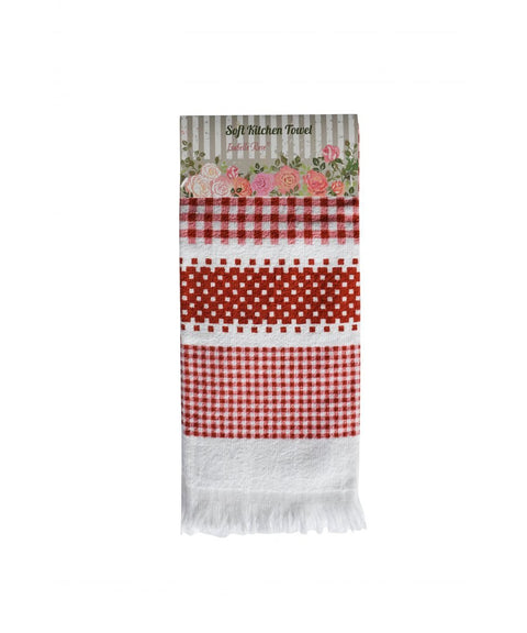 ISABELLE ROSE Strofinaccio asciugamano da cucina bianco e rosso 38x65 cm