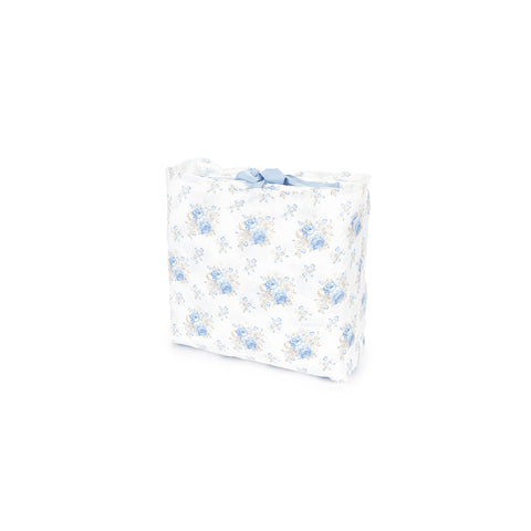TISSU NUAGES Boutis Couette CAMILLA blanche à fleurs bleu clair 215x255 cm