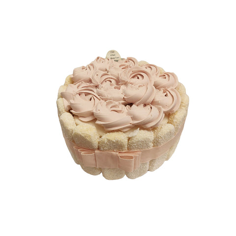 I DOLCI DI NAMI Pavesini cake with pink cream handmade decoration Ø18 H10 cm