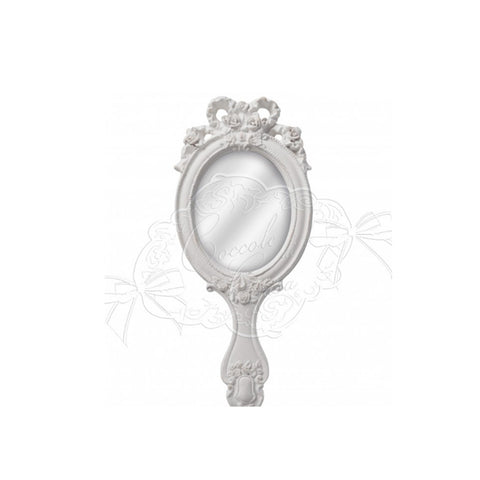 COCCOLE DI CASA Specchietto con manico LEAH bianco 9x20.5x2 cm
