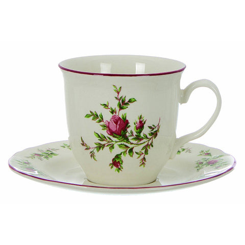 BLANC MARICLO' Set de 2 tasses à thé avec soucoupes MOSSROSE en céramique A29210