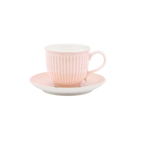Tasse à thé et soucoupe GREENGATE ALICE en porcelaine rose STWCUPSAALI1906