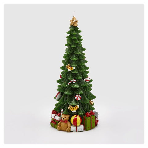 EDG Christmas tree scented candle in green wax with Christmas gifts H28 cm