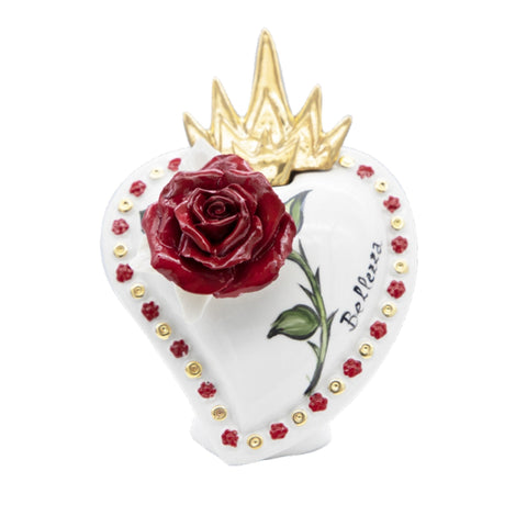 SBORDONE Coeur parfum d'ambiance à la rose BEAUTY porcelaine blanche 12x13 cm