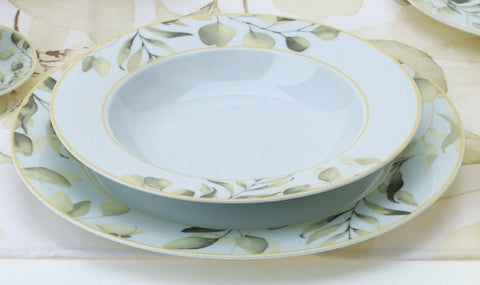 HERVIT Set of two dinner plates white / floral yellow in Botanic porcelain Ø27cm