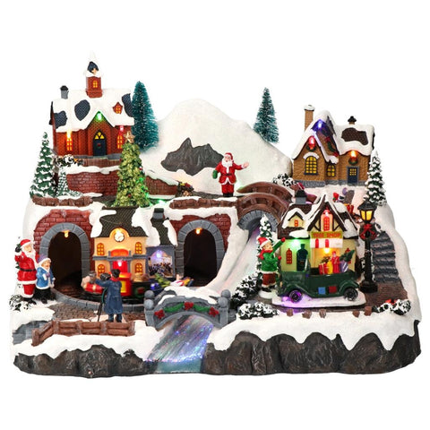 TIMSTOR Build Christmas village train in snow tunnel 41x26x28,5cm