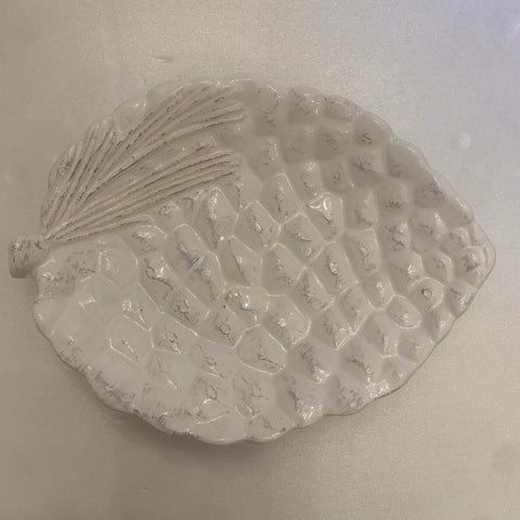 VIRGINIA CASA Svuota tasche a forma di pigna in ceramica bianca 14x19 cm
