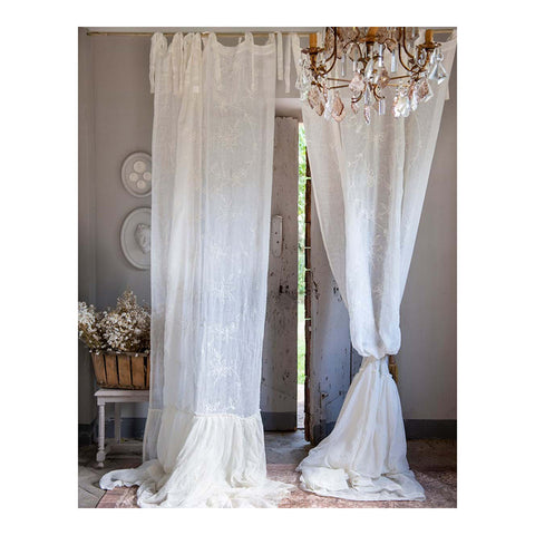 Blanc Mariclò Set due pannelli tenda bianca in lino con rouches Rugiad –  Angelica Home Stabia