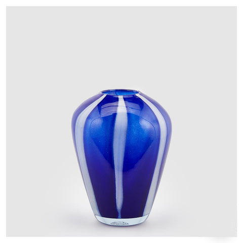 EDG Enzo de Gasperi "Marea" blue glossy glass indoor vase, for flowers or plants, modern style