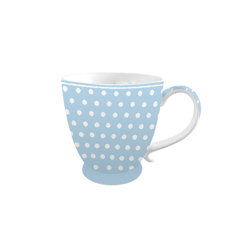ISABELLE ROSE Mug fine bone china light blue and white polka dots 430 ml