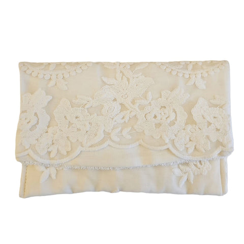 CHARMING Natural linen bathroom clutch bag with "LUIGI XVI" embroidery 23x17 cm