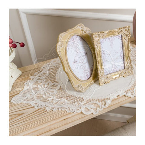 COCCOLE DI CASA Set of two placemats doilies in panama and cotton with lace "Luna" Shabby Chic 35x65 cm