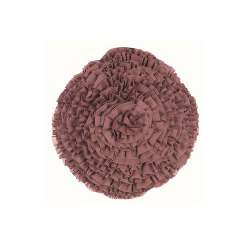 BLANC MARICLO' Round decorative cushion with pink polyester ruffles Ø45 cm