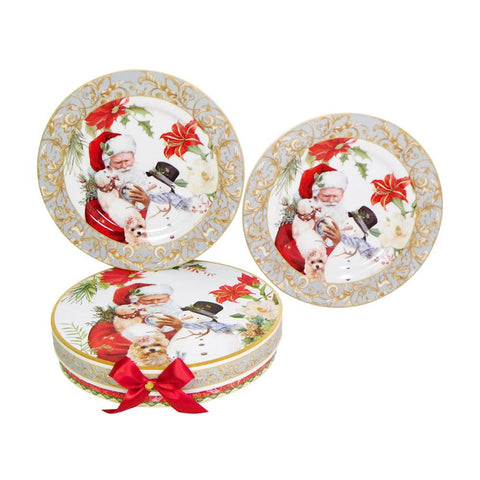 VETUR Set of two Christmas dessert plates with Santa Claus in porcelain Ø20,3cm