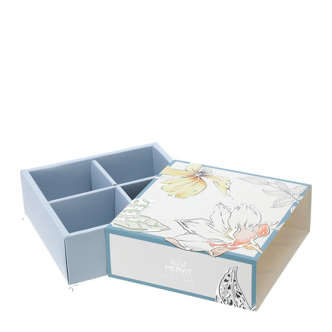HERVIT Boîte Bleu clair BLOSSOM boîte en carton 14,5x14,5xH5 cm