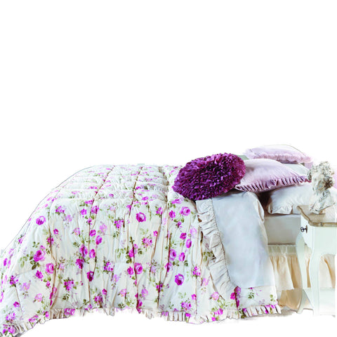 BLANC MARICLO' Single quilt white and purple bedspread 1800x260 cm a29500