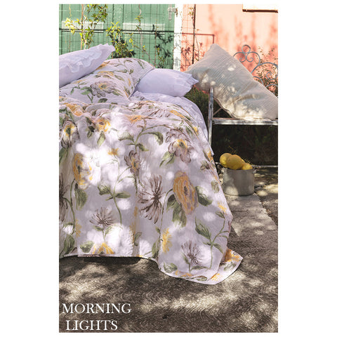 L'ATELIER 17 Boutis single bed quilt with pillow case, summer in pure cotton with floral print, Shabby Chic "Morning Lights/Incanto" 180x260 cm 2 variants
