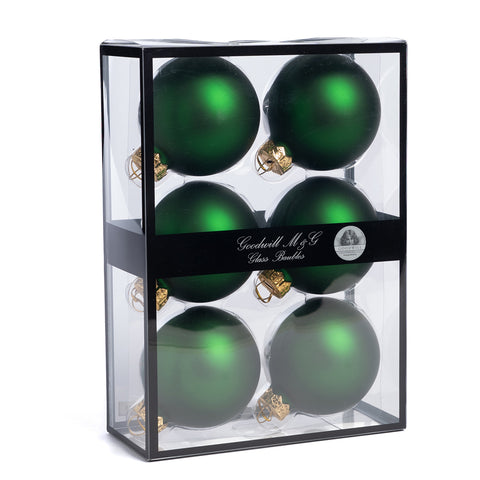 GOODWILL Coffret 6 boules de Noël en verre vert