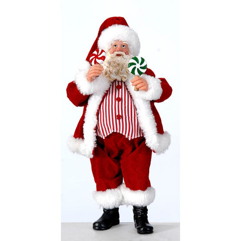 VETUR Statuina Decoro natalizio Babbo natale con lecca- lecca lollipop in resina H28cm