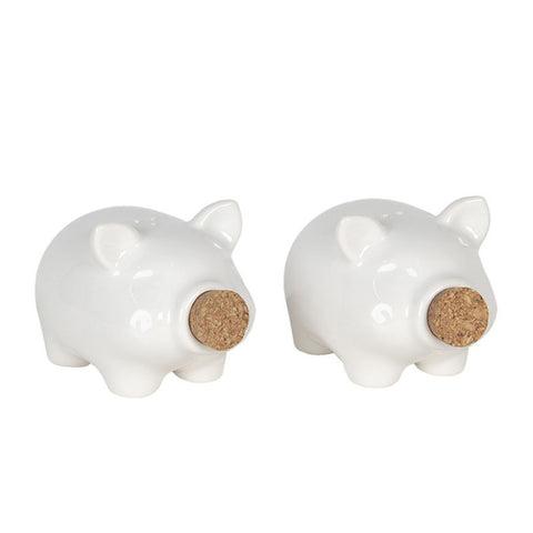 CLAYRE &amp; EEF Porcelain pig salt and pepper set with cork stopper 10x7x7 cm
