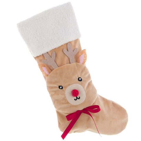 Blanc Mariclò Christmas stocking with reindeer beige 37x23x10 cm