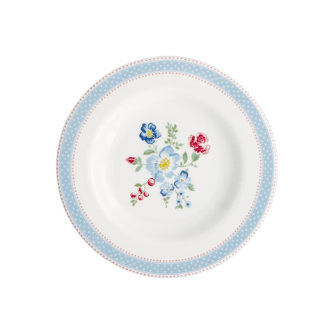 GREENGATE Petite assiette à fruits EVIE soucoupe fleurs en porcelaine bleu clair Ø15cm