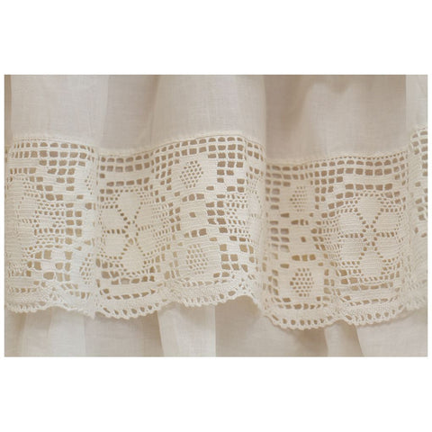 L'ATELIER17 Cantonnière pour rideau de chambre en pur coton avec broderie au crochet, "Etoile crochet" Collection Shabby Chic 5 variantes 140x60 cm