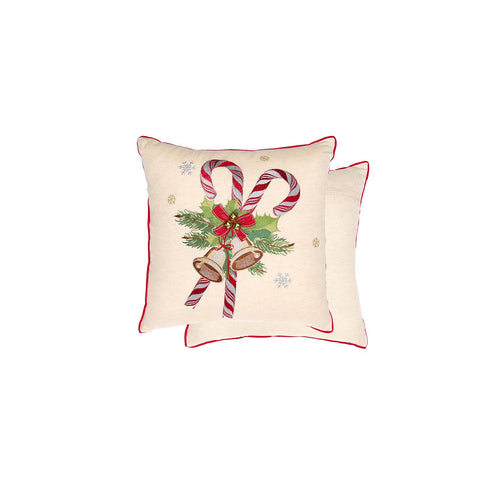 FABRIC CLOUDS Coussin de Noël carré avec bonbon rouge 45x45 cm